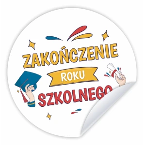 Naklejki Zakończenie roku Szkolnego 02 - Napis - Zestaw 12 szt. 6 cm 