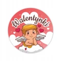 Naklejki na walentynki Kupidyn z napisem Walentynki 4cm