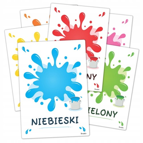 Plansze edukacyjne kolory - zestaw 11 kart A5 do nauki kolorów
