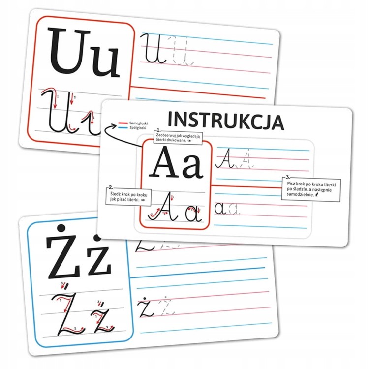 Kolorowe plansze z alfabetem polskim - samogłoski i spółgłoski