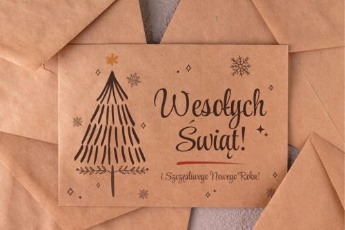 Elegancka koperta z motywem choinki Wesołych Świąt