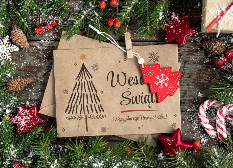 Ozdobna koperta papierowa świąteczna format C6