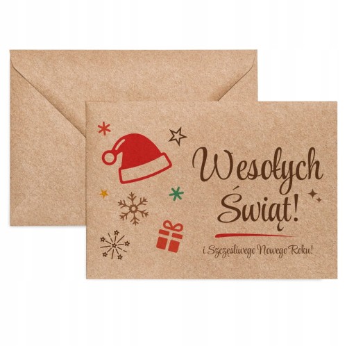 Koperta świąteczna z czapą Mikołaja C6 na kartki