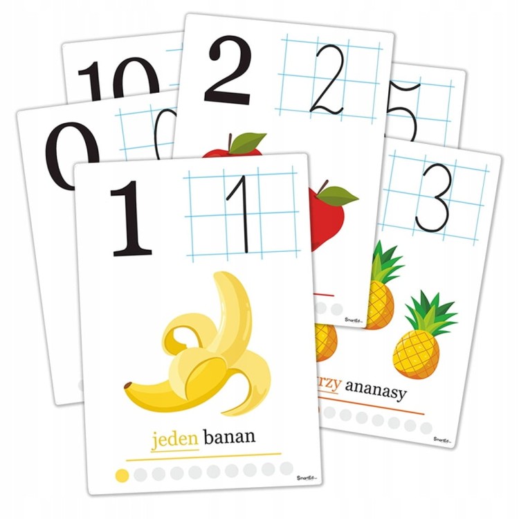 Zestaw literki cyfry dla dzieci - laminowane plansze A5