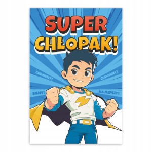 Prezent Dzień Chłopaka - SUPER CHŁOPAK - Upominek Kartka A6