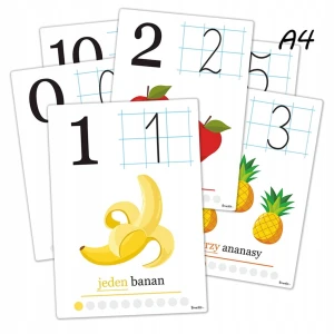 Plansze edukacyjne - CYFRY - zestaw plansz 0-10 (A4, 11 kart)