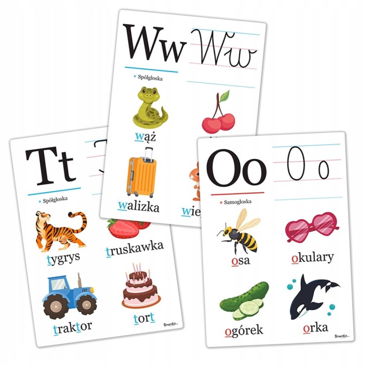 Plansze literki do nauki - samogłoski i spółgłoski A4