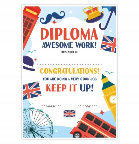 Dyplom ukończenia kursu językowego angielski - certyfikat A4