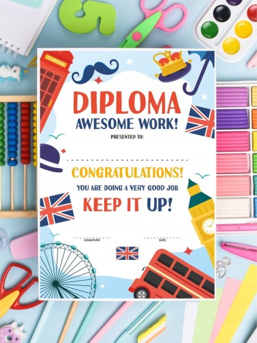 Tył dyplomu językowego - matowy papier na dedykację