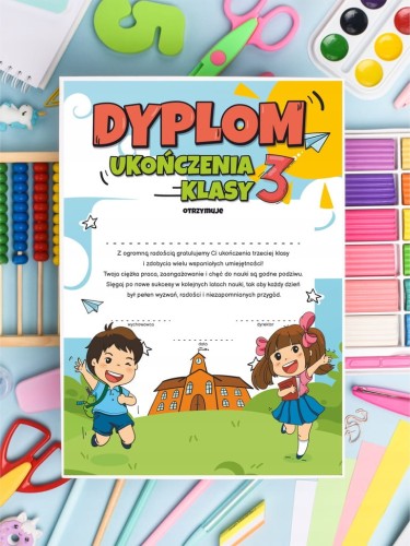 Dyplom ukończenia klasy trzeciej - tył pusty na życzenia i pieczątki