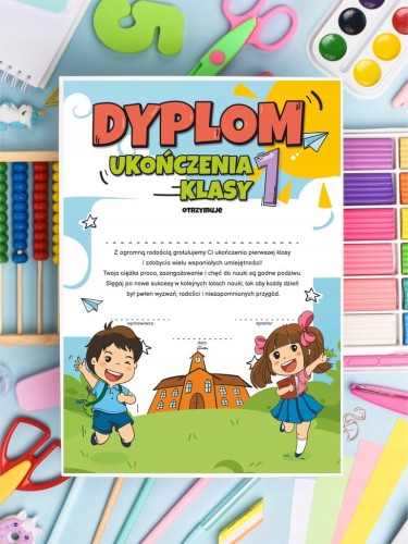 Dyplom ukończenia klasy pierwszej - tył pusty na dedykację