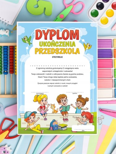 Dyplom ukończenia przedszkola dzieci - tył pusty na dedykację