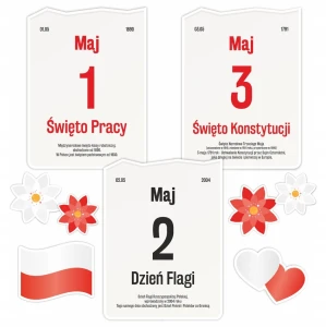Dekoracja Patriotyczna - ŚWIĘTA MAJOWE - 1-3 maja Święto Konstytucji 9 szt.