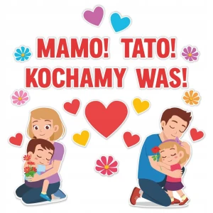 Dekoracja Dzień Mamy i Taty - MAMO TATO KOCHAMY WAS! - Duża Ozdoba Szkolna