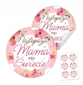 Najlepsza MAMA NA ŚWIECIE - Naklejki Dzień Mamy Upominek Prezent 4 cm 6 szt