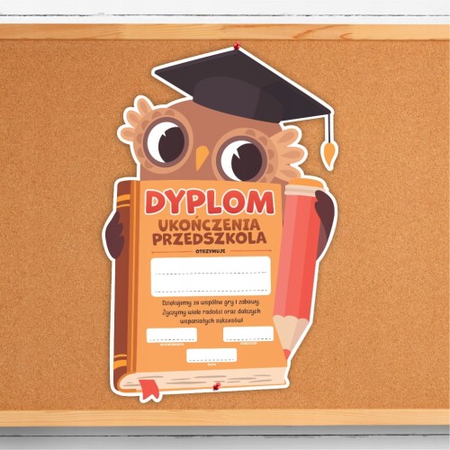 Dyplom dla przedszkolaka sowa - zakończenie roku przedszkolnego