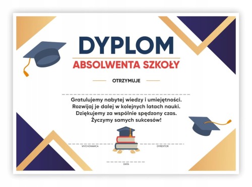 Dyplom absolwenta szkoły złoty format A4
