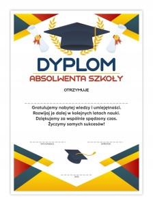 Dyplom Absolwenta - Biret - Certyfikat Zakończenie roku Szkolnego A4