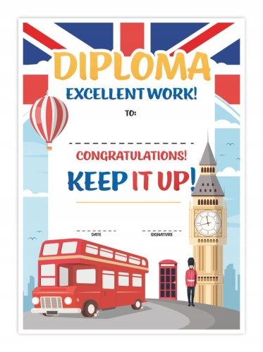 Dyplom z języka angielskiego A4 - wzór 04 na zakończenie roku szkolnego