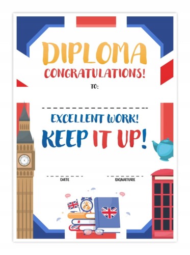 Dyplom z języka angielskiego A4 - wzór 03 na zakończenie roku szkolnego