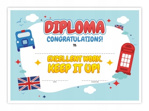 Dyplom z języka angielskiego dla ucznia - certyfikat ukończenia kursu A4