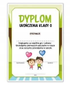 Dyplom Szkolny Ukończenia Zerówki - Baloniki Zakończenie roku Szkolnego A4