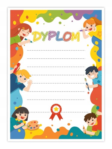 Dyplom szkolny uniwersalny z motywem kolorowych kredek format A4