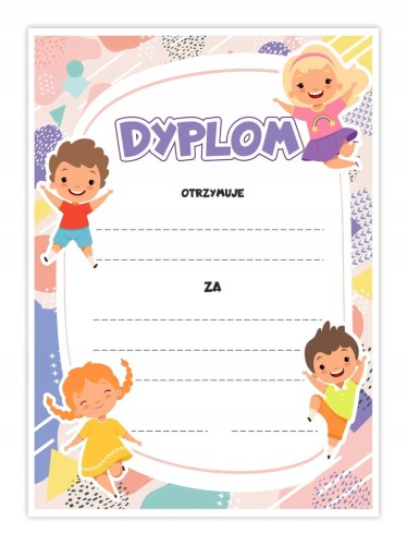 Dyplom szkolny uniwersalny z motywem dzieci format A4