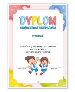 Dyplom Ukończenia PRZEDSZKOLA - Różowy - Zakończenie roku Przedszkolnego A5
