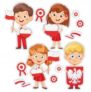 Dekoracja Patriotyczna - Duże Dzieci Flagi Ozdoby Wydarzenia Patrio 12 szt