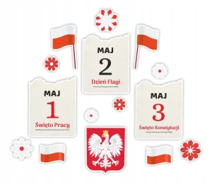 Dekoracja Patriotyczna - Święta majowe - Ozdoby Karki z Kalendarza 15 szt