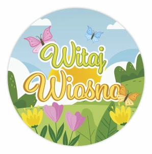 Naklejki Wiosna - Witaj Wiosno! - dekoracja upominek na wiosnę 4 cm 24 szt