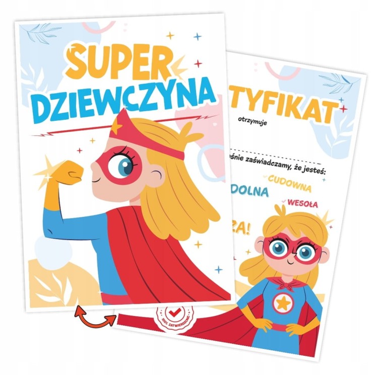 Dyplom Super Dziewczyna A5 dwustronny przód