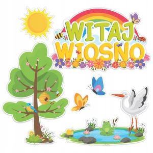 Dekoracja Wiosna - WITAJ WIOSNO - Duży Krajobraz Zestaw Ozdoba dwustr 6 szt