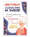 Dyplom dla babci A4 z napisem Najlepsza Babcia na świecie