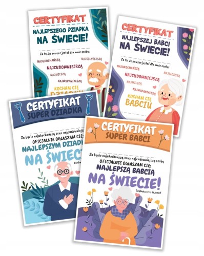 Certyfikat Super Babcia prezent na Dzień Babci format A4