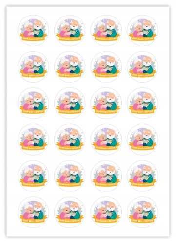 Zestaw naklejek DZIADKOWIE średnica 4 cm matowy papier