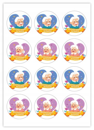 Zestaw naklejek na Dzień Babci i Dziadka dwa wzory matowy papier