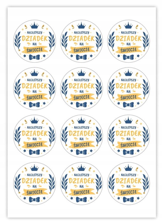 Naklejki dla dziadka okrągłe średnica 6 cm arkusz