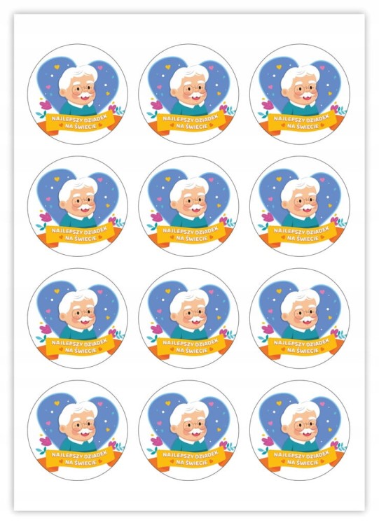 Naklejki dla dziadka okrągłe matowy papier arkusz