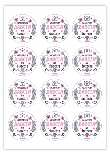 Zestaw naklejek na Dzień Babci matowy papier samoprzylepny