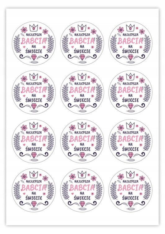 Zestaw naklejek na Dzień Babci matowy papier samoprzylepny