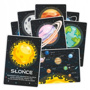 Plansze KOSMOS - nauka Planet dla dzieci Plansze Edukacyjne - 11 kart A5