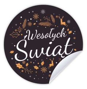 Naklejki Świąteczne - Wesołych Świąt - upominek prezent 4 cm 24 szt.