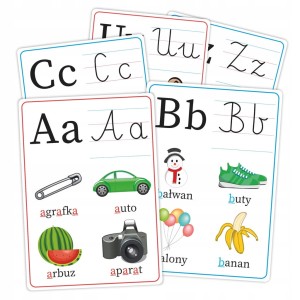 Plansze ALFABET - nauka liter dla dzieci Plansze Edukacyjne - 23 karty A5
