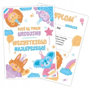 Dyplom Urodzinowy - URODZINKI 01 - Dyplomik dla dzieci dwustronny A5