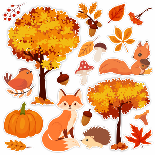 Duży zestaw dekoracji jesiennej - jesienny krajobraz jesienna kompozycja.png