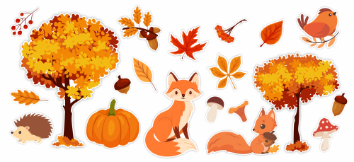 Duży zestaw dekoracji jesiennej Jesień - jesienny krajobraz jesienna kompozycja.png
