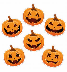 Dekoracja Halloween - Dynie małe - dwustronne 6 szt. 
