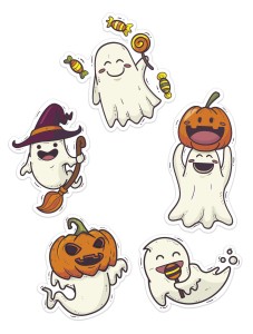 Dekoracja Halloween - DUSZKI - dwustronne 5 szt.  